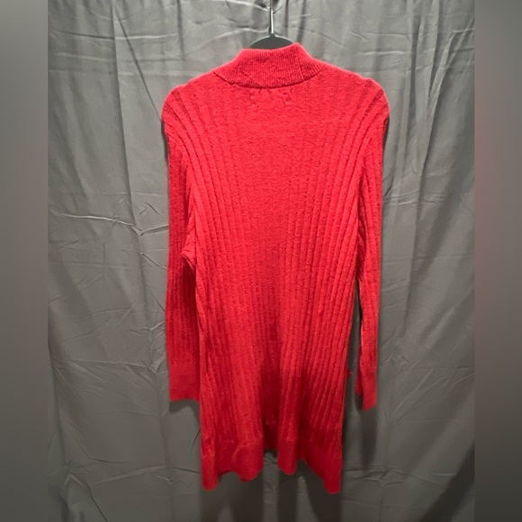LOFT Ribbed Pocket Open Cardigan in Ruby Rust Size L - Picture 2 of 3